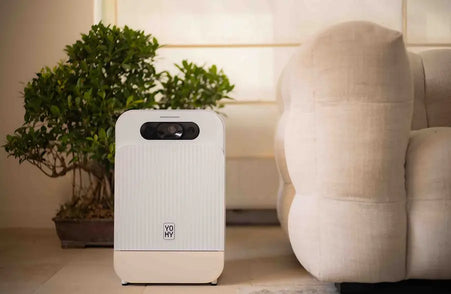 Robot distributeur Yomy posé dans le salon