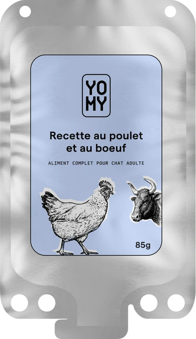 Poche de pâtée Yomy poulet et boeuf 85g