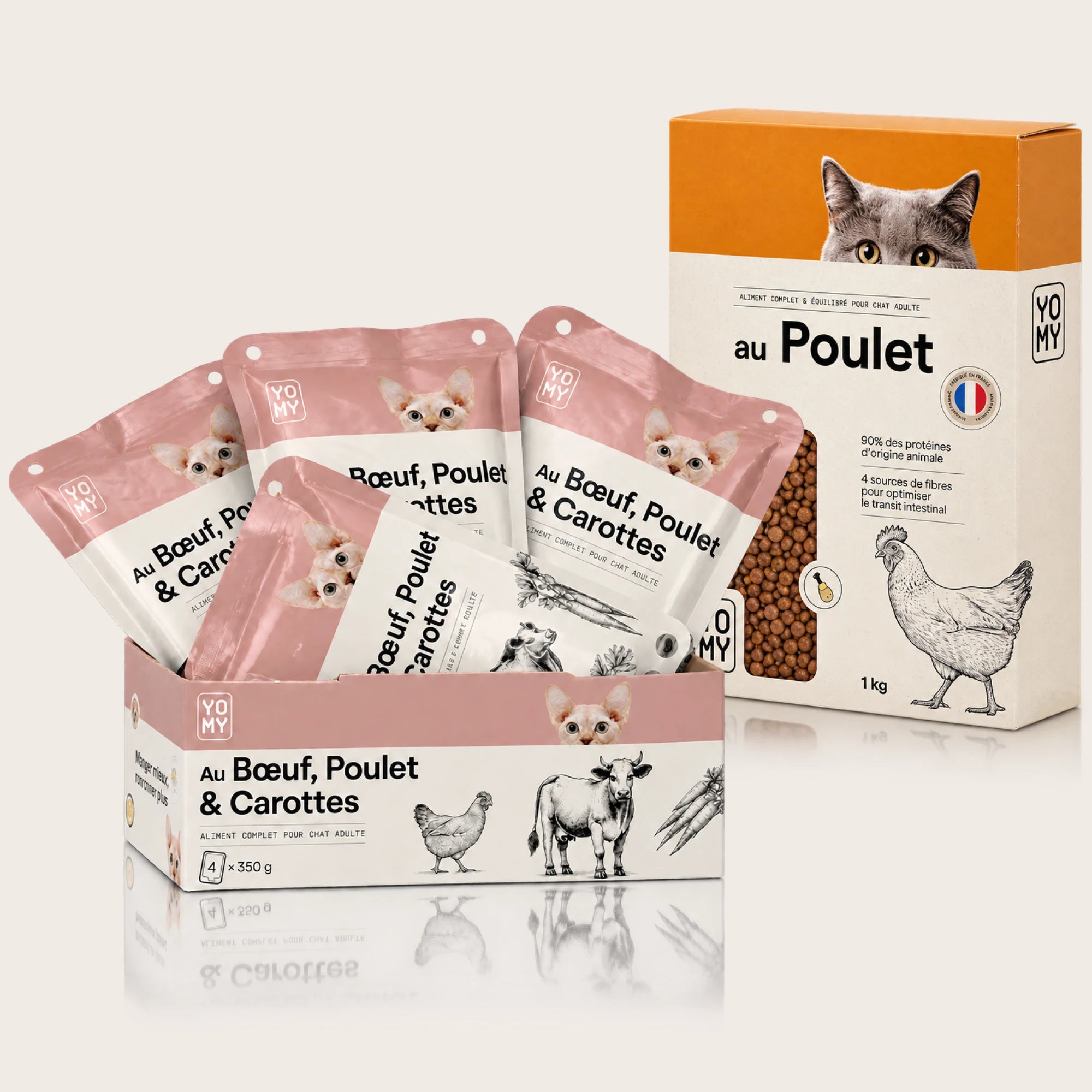 Pâtée Bœuf, Poulet & Carottes 4 x 350 g + Croquettes Poulet 1 kg