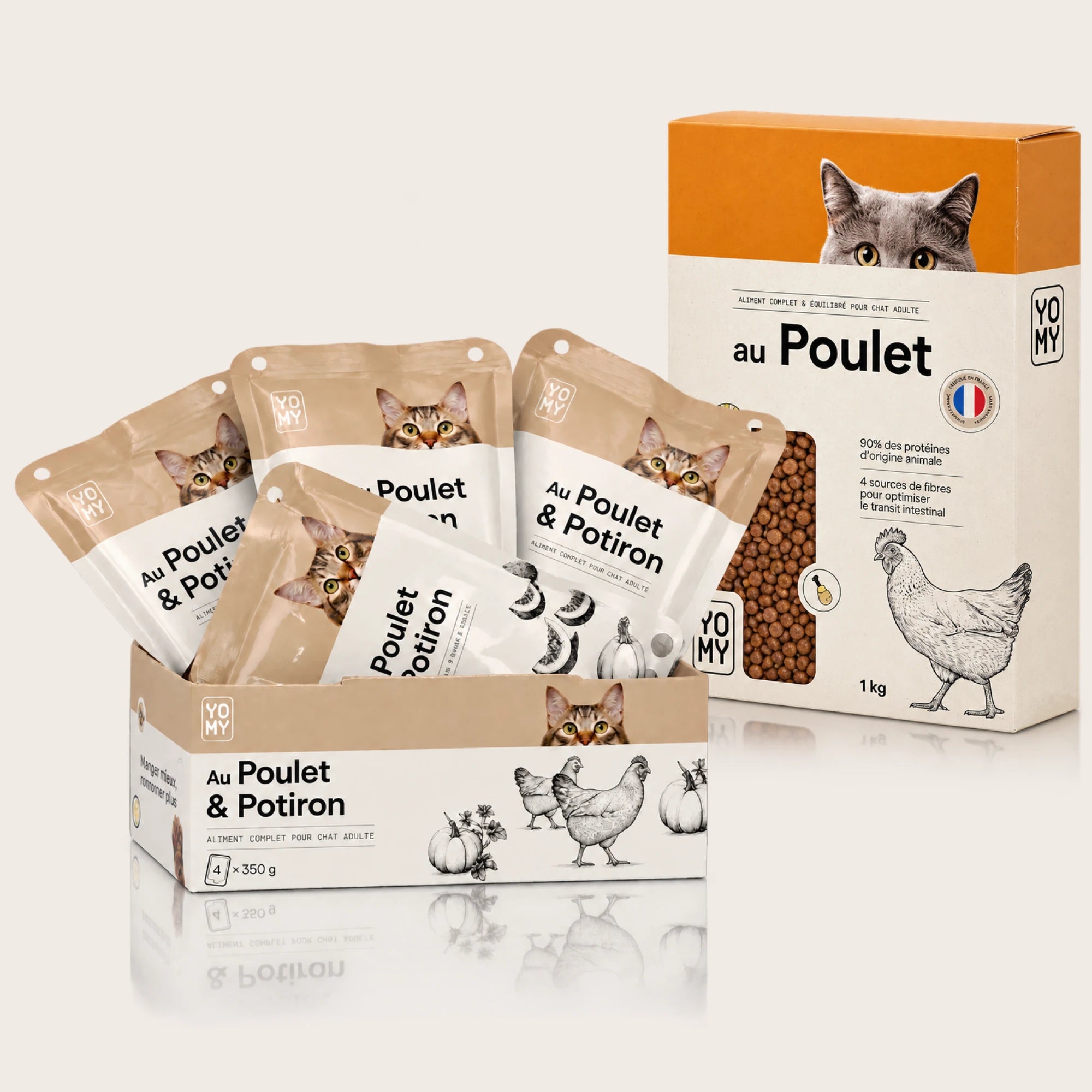 Pâtée Poulet & Potiron 4 x 350 g + Croquettes Poulet 1 kg